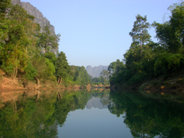 Hinboun river in central Laos